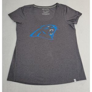 47 Forward Womens T-Shirt Carolina Panthers Large‎ Short Sleeve Gray Blue Logo
